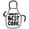 World best cook. Lettering phrase on background with kitchen apron. Design element for poster, banner, t shirt, emblem.