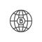 World bitcoin money outline icon