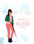 World blind day illustration.Young sightless woman with black glasses and cane.People with disabilities.Ableism,equal rights and o