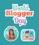 World Blogger Day Woman and Man Sticker Set Vector