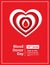 World Blood Donor Day 14 June vector paper cut poster. Papercut flyer blood drop and heart paper on red background