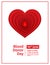 World Blood Donor Day 14 June vector paper cut poster. Papercut red blood drop and heart paper on white background