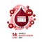 World blood donor day banner with drop shaped blood bag and blood type cell around vector design