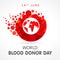 World blood donor day, map and lettering
