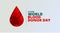World Blood Donor Day vector background. Awareness poster with red paper cut blood drop. 14 june. Hemophilia day concept