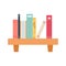 World book day concept, studying, learning. Stack of books on the shelf in cartoon flat style. Vector illustration of