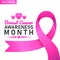 World Breast Cancer poster. web banner. Breast Cancer Awareness Pink Ribbon.
