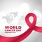 World cancer day campaign poster with ribbon