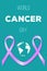 World Cancer Day poster, flyer or banner with ribbon in the shape of heart and planet Earth. Disease fight and people awareness.