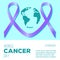 World Cancer Day poster, flyer or banner with ribbon in the shape of heart and planet Earth. Medical care for diseases of the