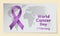 World Cancer Day theme. Postcard or banner with a map cut out in paper, a purple ribbon and resembling an inscription. The date of