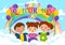 World Children\\\'s Day Vector Illustration on 20 November with Kids and Rainbow in Children Celebration Bright Sky Blue