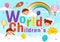 World Children\\\'s Day Vector Illustration on 20 November with Kids and Rainbow in Children Celebration Bright Sky Blue