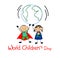 World Childrens Day background design kids lift the globe