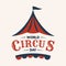 World Circus Day hand drawn lettering design with circus tent in abstract style