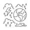 World with cloudy rain vector illustration with simple hand drawn design