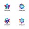 world comunity logo with people and globe illustration design vector