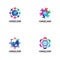 world comunity logo with people and globe illustration design vector