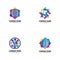 world comunity logo with people and globe illustration design vector