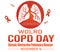 World COPD Day Wallpaper with lungs and ribbon in the background.
