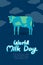 World Cow with cloud, World Milk Day concept flat design illustration