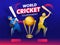 World Cricket Tournament banner or poster design with champion trophy and batsmen character.