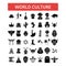 World culture illustration, thin line icons, linear flat signs, vector symbol