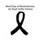 World Day of Remembrance for Road Traffic Victims poster with textured sign of awareness black ribbon with text for memorial day,