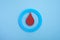 World diabetes day awareness. Blue circle with blood drop.