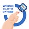 World Diabetes Day banner with fat hand and Blood Sugar Test meter vector design