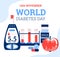 World diabetes day banner with glucometer flat cartoon vector illustration.