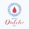 World Diabetes Day greeting card with a Blue circle and blood droplet