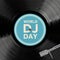 World DJ Day Concept. Old Vintage Vinyl Record with World DJ Day Label. 3d Rendering