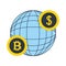 world dollar bitcoin money exchange fintech