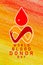World Donor Day background with blood drop, multiethnic hands. World blood donor day concept background