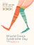 World Down syndrome day, March 21. Colorful vector card with cute socks and label Get your stripy socks out and celebrate