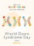 World Down syndrome day, March 21. Colorful vector poster with cute socks and label Get your stripy socks out and celebrate