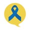 World down syndrome day, speech bubble blue ribbon flat style