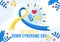 World Down Syndrome Day Vector Illustration on March 21 with Blue and Yellow Ribbon, Earth Map, Unpaired Socks and Kids