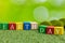 World Earth Day, Inscription on children`s colored blocks, Concept, Transferring knowledge and teaching the youngest generations