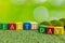 World Earth Day, Inscription on childrens colored blocks, Concept, Transferring knowledge and teaching the youngest generations