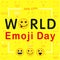 World Emoji Day with lettering of line art emoticons