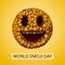 World emoji day. Smiley face made of many small smiles. Unusual and creative smile crowd concept.