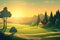 World Environment Day background image peaceful country meadow at sunrise