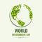 World Environment day banner with green abstract leaf texture on earth world sign vector design