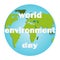 World environment day. Energy sphere background. Green concept. Planet earth. Friendly cartoon character. Environmental