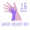 World epilepsy day text on white isolated backdrop for social banner