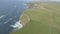 World famous birds eye aerial drone view of the Cliffs of Moher in County Clare, Ireland.