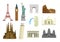 World famous buildings vector illustration set  world heritage  / Statue of liberty, Eiffel tower, Sagrada Familia etc.
