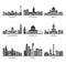 World Famous Cityscapes Black Icons Set